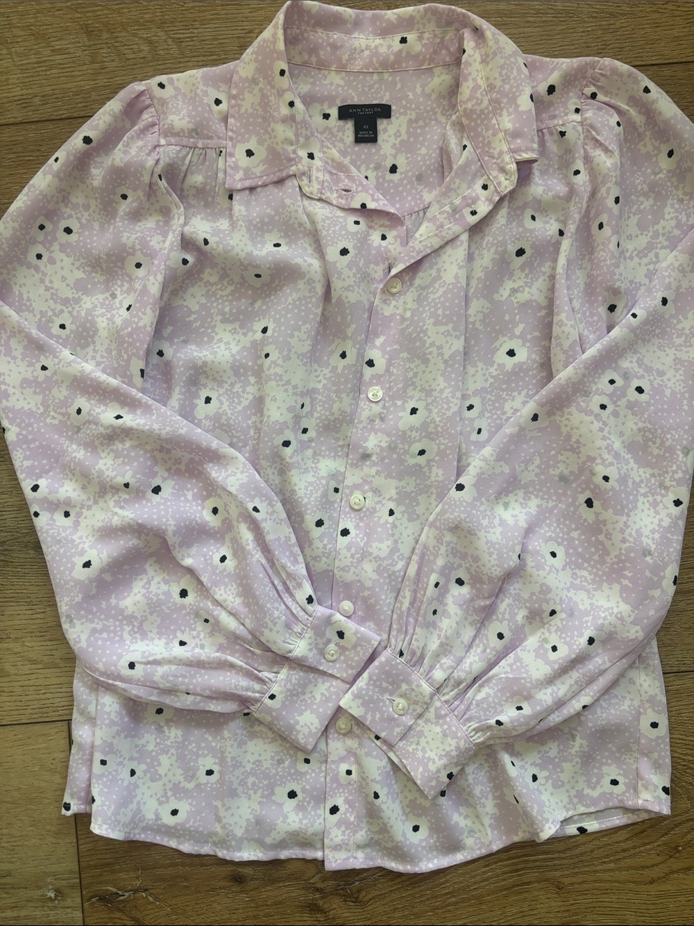 Ann Taylor Factory Lilac Floral Print Blouse